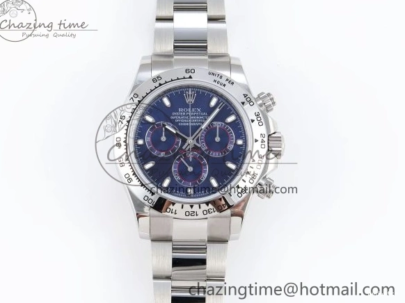 116509 OMF DIAL SS BEST ON A7750 DAYTONA BLUE MOVEMENT) SS STICK BRACELET (SLIM EDITION 1219